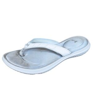 Under Armour Marbella VII Women Sandal Size 6 Athletic Flip Flop White Silver